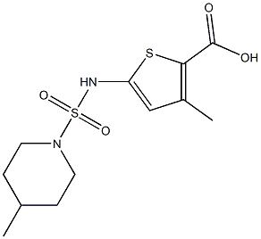 3-methyl-5-{[(4-methylpiperidine-1-)sulfonyl]amino}thiophene-2-carboxylic acid Struktur