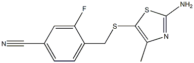 4-{[(2-amino-4-methyl-1,3-thiazol-5-yl)thio]methyl}-3-fluorobenzonitrile Struktur