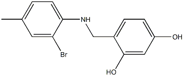 4-{[(2-bromo-4-methylphenyl)amino]methyl}benzene-1,3-diol Struktur