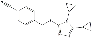 4-{[(4,5-dicyclopropyl-4H-1,2,4-triazol-3-yl)sulfanyl]methyl}benzonitrile Struktur