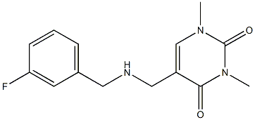 5-({[(3-fluorophenyl)methyl]amino}methyl)-1,3-dimethyl-1,2,3,4-tetrahydropyrimidine-2,4-dione Struktur