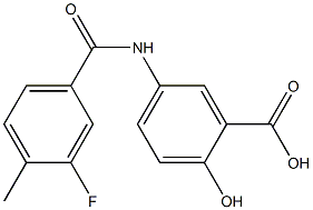 5-[(3-fluoro-4-methylbenzoyl)amino]-2-hydroxybenzoic acid Struktur