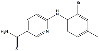 6-[(2-bromo-4-methylphenyl)amino]pyridine-3-carbothioamide Struktur