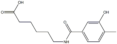 6-[(3-hydroxy-4-methylbenzoyl)amino]hexanoic acid Struktur