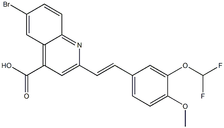 6-bromo-2-{(E)-2-[3-(difluoromethoxy)-4-methoxyphenyl]vinyl}quinoline-4-carboxylic acid Struktur