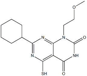 7-cyclohexyl-5-mercapto-1-(2-methoxyethyl)pyrimido[4,5-d]pyrimidine-2,4(1H,3H)-dione Struktur