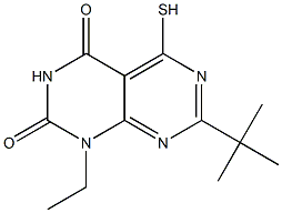 7-tert-butyl-1-ethyl-5-mercaptopyrimido[4,5-d]pyrimidine-2,4(1H,3H)-dione Struktur