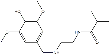 N-(2-{[(4-hydroxy-3,5-dimethoxyphenyl)methyl]amino}ethyl)-2-methylpropanamide Struktur