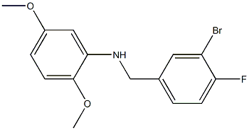 N-[(3-bromo-4-fluorophenyl)methyl]-2,5-dimethoxyaniline Struktur