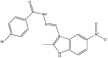 4-bromo-N'-({5-nitro-2-methyl-1H-indol-3-yl}methylene)benzohydrazide Struktur