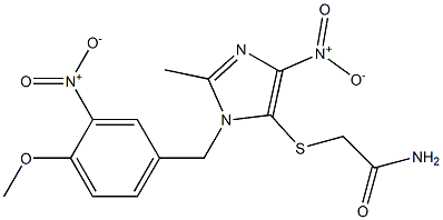 2-[(4-nitro-1-{3-nitro-4-methoxybenzyl}-2-methyl-1H-imidazol-5-yl)sulfanyl]acetamide Struktur