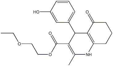 2-(ethyloxy)ethyl 4-(3-hydroxyphenyl)-2-methyl-5-oxo-1,4,5,6,7,8-hexahydroquinoline-3-carboxylate Struktur