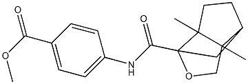 methyl 4-{[(6,7-dimethyl-4-oxatricyclo[4.3.0.0~3,7~]non-3-yl)carbonyl]amino}benzoate Struktur