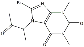 8-bromo-1,3-dimethyl-7-(1-methyl-2-oxopropyl)-3,7-dihydro-1H-purine-2,6-dione Struktur