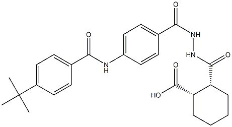 (1S,2R)-2-{[2-(4-{[4-(tert-butyl)benzoyl]amino}benzoyl)hydrazino]carbonyl}cyclohexanecarboxylic acid Struktur