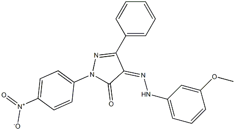 1-(4-nitrophenyl)-3-phenyl-1H-pyrazole-4,5-dione 4-[N-(3-methoxyphenyl)hydrazone] Struktur