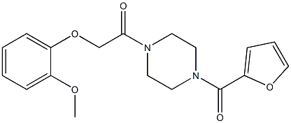 1-[4-(2-furoyl)-1-piperazinyl]-2-(2-methoxyphenoxy)-1-ethanone Struktur