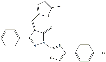 1-[4-(4-bromophenyl)-1,3-thiazol-2-yl]-4-[(Z)-(5-methyl-2-furyl)methylidene]-3-phenyl-1H-pyrazol-5-one Struktur