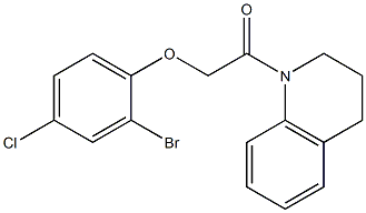 2-(2-bromo-4-chlorophenoxy)-1-[3,4-dihydro-1(2H)-quinolinyl]-1-ethanone Struktur