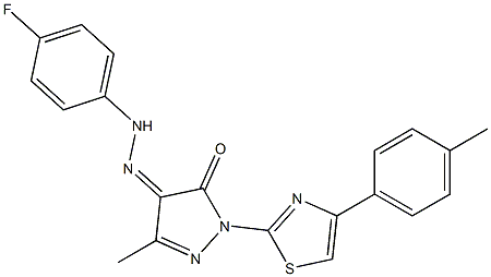 3-methyl-1-[4-(4-methylphenyl)-1,3-thiazol-2-yl]-1H-pyrazole-4,5-dione 4-[N-(4-fluorophenyl)hydrazone] Struktur