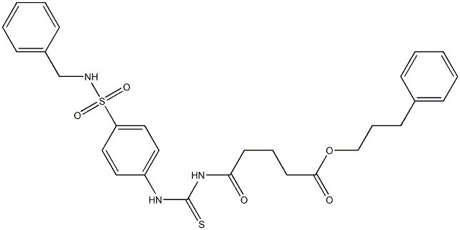 3-phenylpropyl 5-[({4-[(benzylamino)sulfonyl]anilino}carbothioyl)amino]-5-oxopentanoate Struktur