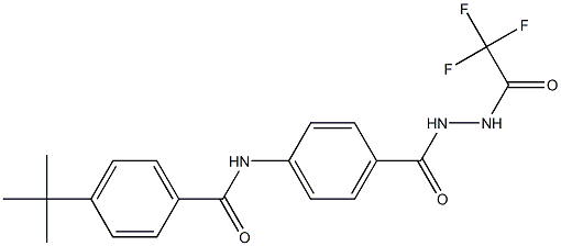 4-(tert-butyl)-N-(4-{[2-(2,2,2-trifluoroacetyl)hydrazino]carbonyl}phenyl)benzamide Struktur