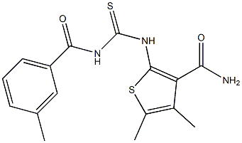 4,5-dimethyl-2-({[(3-methylbenzoyl)amino]carbothioyl}amino)-3-thiophenecarboxamide Struktur