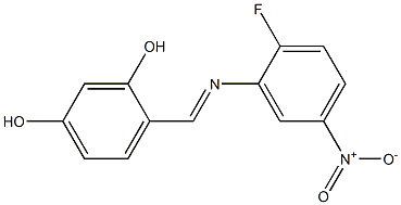 4-{[(2-fluoro-5-nitrophenyl)imino]methyl}-1,3-benzenediol Struktur