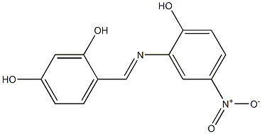 4-{[(2-hydroxy-5-nitrophenyl)imino]methyl}-1,3-benzenediol Struktur