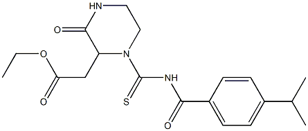 ethyl 2-(1-{[(4-isopropylbenzoyl)amino]carbothioyl}-3-oxo-2-piperazinyl)acetate Struktur