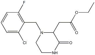 ethyl 2-[1-(2-chloro-6-fluorobenzyl)-3-oxo-2-piperazinyl]acetate Struktur