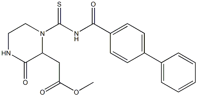 methyl 2-(1-{[([1,1'-biphenyl]-4-ylcarbonyl)amino]carbothioyl}-3-oxo-2-piperazinyl)acetate Struktur