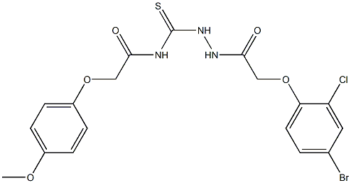 N-({2-[2-(4-bromo-2-chlorophenoxy)acetyl]hydrazino}carbothioyl)-2-(4-methoxyphenoxy)acetamide Struktur