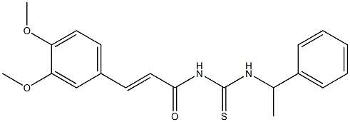 N-[(E)-3-(3,4-dimethoxyphenyl)-2-propenoyl]-N'-(1-phenylethyl)thiourea Struktur