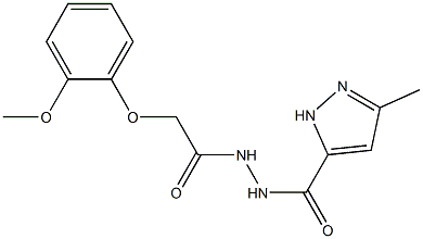 N'-[2-(2-methoxyphenoxy)acetyl]-3-methyl-1H-pyrazole-5-carbohydrazide Struktur