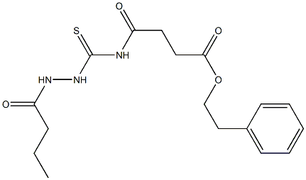 phenethyl 4-{[(2-butyrylhydrazino)carbothioyl]amino}-4-oxobutanoate Struktur