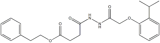 phenethyl 4-{2-[2-(2-isopropylphenoxy)acetyl]hydrazino}-4-oxobutanoate Struktur