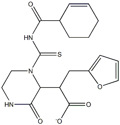 tetrahydro-2-furanylmethyl 2-{1-[(benzoylamino)carbothioyl]-3-oxo-2-piperazinyl}acetate Struktur