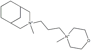 4-Methyl-4-[3-[3-methyl-3-azoniabicyclo[3.3.1]nonan-3-yl]propyl]morpholinium Struktur