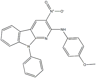 3-Nitro-9-phenyl-2-(p-methoxyanilino)-9H-pyrido[2,3-b]indole Struktur