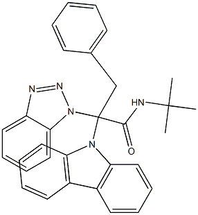 2-(1H-Benzotriazol-1-yl)-2-(9H-carbazol-9-yl)-3-phenyl-N-tert-butylpropanamide Struktur