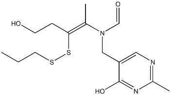 N-[(Z)-1-Methyl-2-propyldithio-4-hydroxy-1-butenyl]-N-(2-methyl-4-hydroxypyrimidin-5-ylmethyl)formamide Struktur