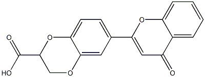 6-(4-Oxo-4H-1-benzopyran-2-yl)-2,3-dihydro-1,4-benzodioxin-2-carboxylic acid Struktur