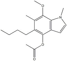 4-Acetoxy-5-butyl-6-methyl-7-methoxy-1-methyl-1H-indole Struktur