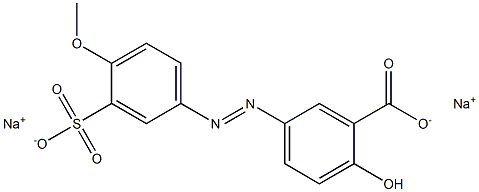 5-[(4-Methoxy-3-sulfophenyl)azo]-2-hydroxybenzoic acid disodium salt Struktur