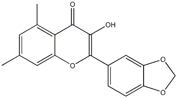 3-Hydroxy-5,7-dimethyl-2-(3,4-methylenebisoxyphenyl)-4H-1-benzopyran-4-one Struktur