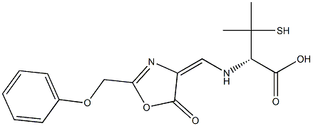 (S)-3-Mercapto-2-[[5-oxo-2-(phenoxymethyl)oxazol-4(5H)-ylidenemethyl]amino]-3-methylbutanoic acid Struktur