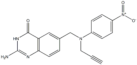 2-Amino-6-[N-(4-nitrophenyl)-N-(2-propynyl)aminomethyl]quinazolin-4(3H)-one Struktur