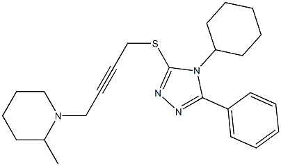 4-Cyclohexyl-5-phenyl-3-[[4-(2-methylpiperidino)-2-butynyl]thio]-4H-1,2,4-triazole Struktur