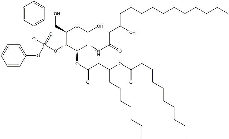 4-O-(Diphenoxyphosphinyl)-3-O-[3-(decanoyloxy)decanoyl]-2-[(3-hydroxymyristoyl)amino]-2-deoxy-D-glucopyranose Struktur